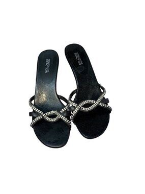 Kenneth Cole Reaction Rhinestone Sandals – Women’s Size 10 – Black Slip‑On Dress